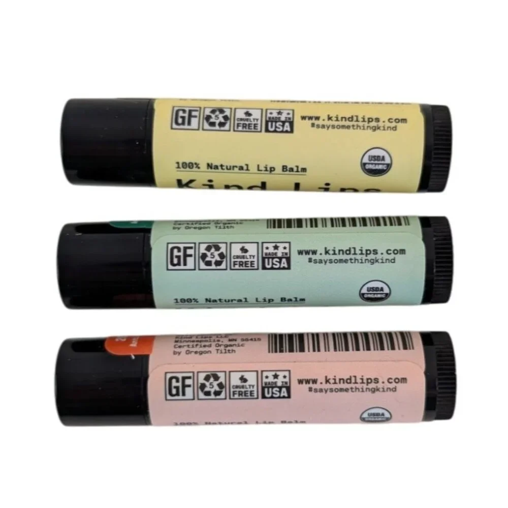Be KIND LIPS 3-Pack Natural Lip Balm Organic Ellen Show Chapstick‎ NEW